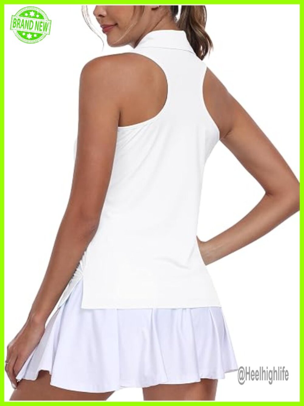 Women's Sleeveless Polo Tank Top Racerback Golf Tennis Athletic Shirt UPF 50+ - Picture 1 of 7